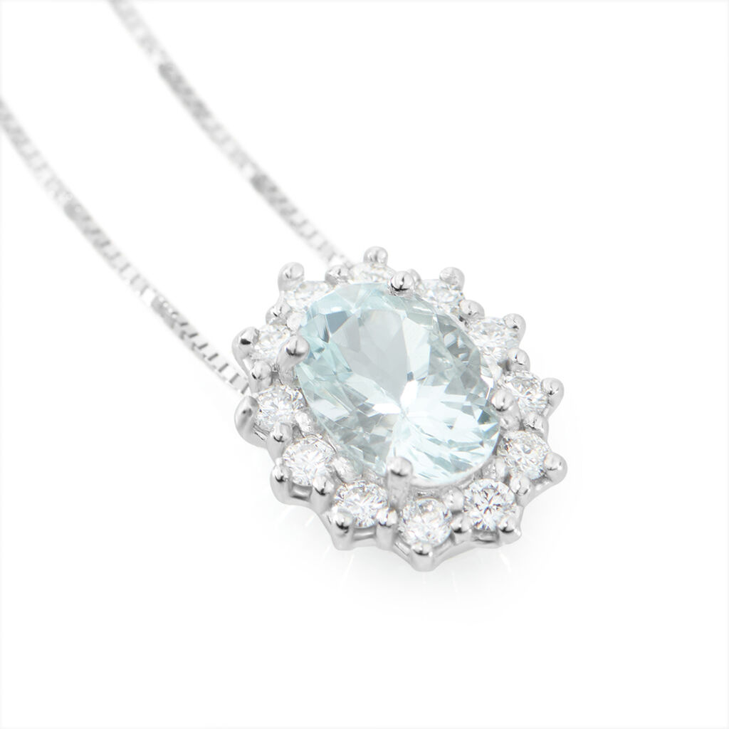 Collana Acquamarina Oro Bianco Acquamarina Diamante