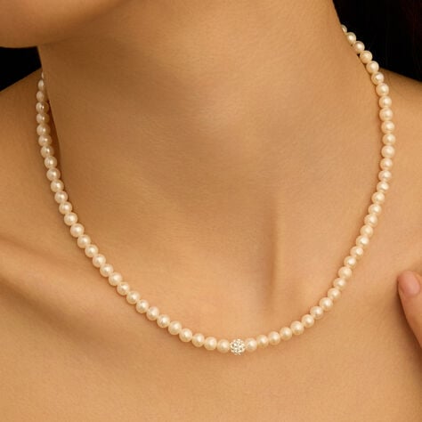 Collana Gabrielle Oro Bianco Perla D'Acqua Dolce Cristallo - Collane Donna | Stroili