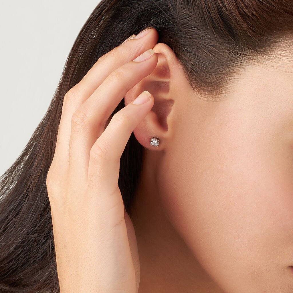 Orecchini Lobo Punto Luce Diamotion Oro Bianco Diamante - Orecchini a Lobo Donna | Stroili
