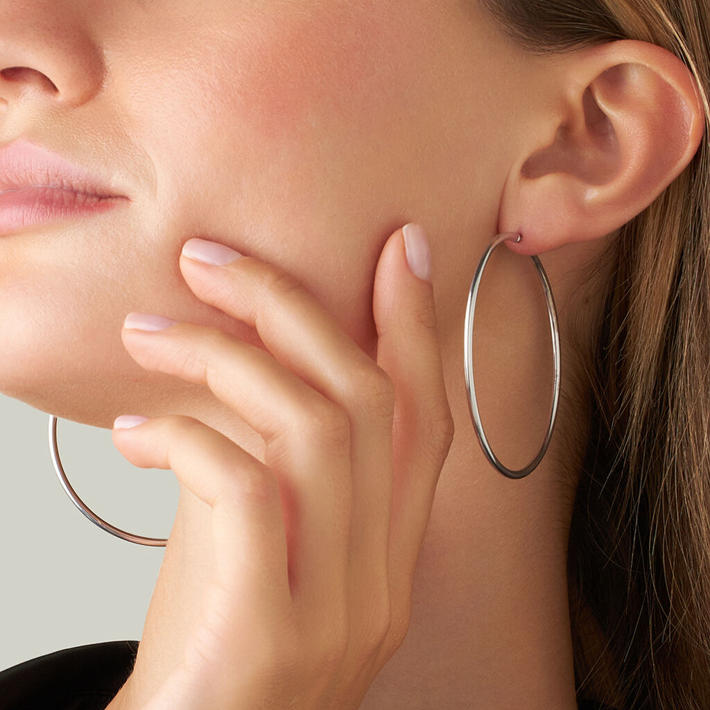 Orecchini A Cerchio Toujours Oro Bianco - Orecchini a Cerchio Donna | Stroili