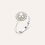 Anello Solitario Gold Pearls Oro Bianco Perla D'Acqua Dolce Diamante