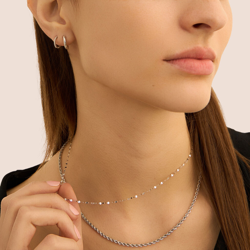 Orecchini A Cerchio Toujours Oro Bianco Cubic Zirconia