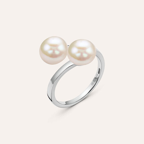 Anello Contrarie Silver Pearls Argento Rodiato Perla sintentica - Anelli con Pietre Donna | Stroili