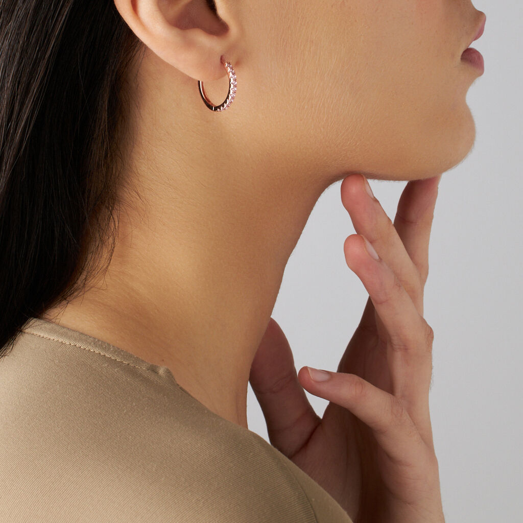 Orecchini A Cerchio Silver Rainbow Argento Rosa Cubic Zirconia