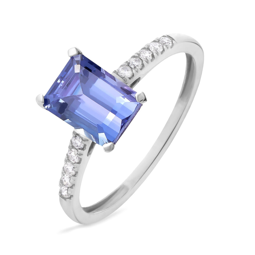 Anello Solitario Jasmine Oro Bianco Tanzanite Diamante - Anelli con Pietre Donna | Stroili