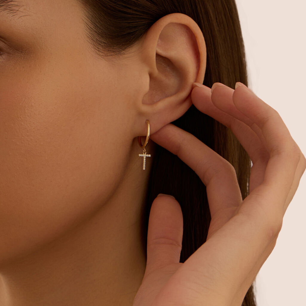 Mono Orecchino A Cerchio Toujours Oro Giallo Cubic Zirconia