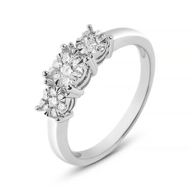 Anello Trilogy Petali Oro Bianco Diamante