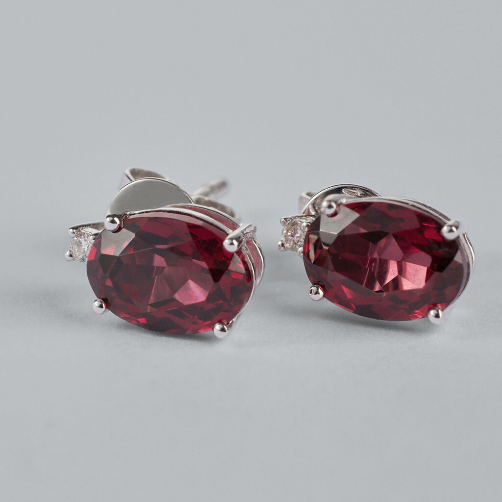 Orecchini Lobo Punto Luce Jasmine Oro Bianco Rodolite Diamante