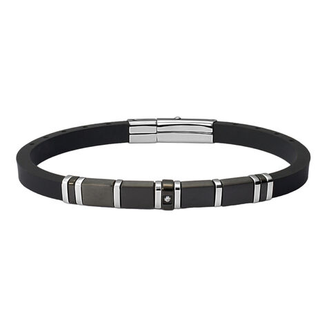 Bracciale Man Code Acciaio Bicolore Bianco / Nero Cubic Zirconia - Bracciali Uomo | Stroili