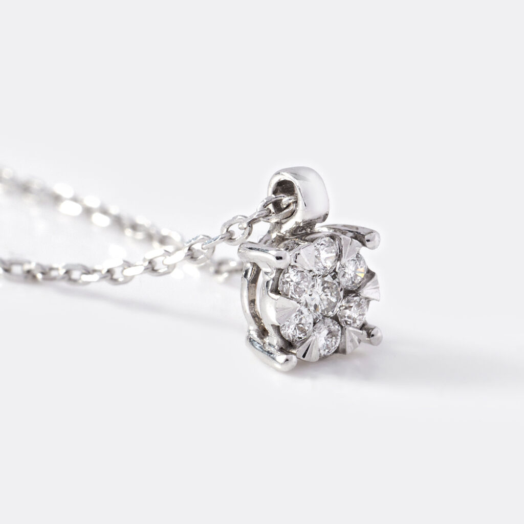 Collana Punto Luce Petali Oro Bianco Diamante - Collane Punto Luce Donna | Stroili