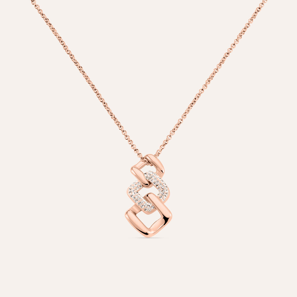 Collana Aura Acciaio Rosa Cristallo