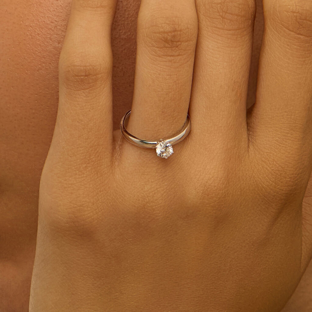 Anello Solitario Diamade Oro Bianco Diamante Lab-Grown