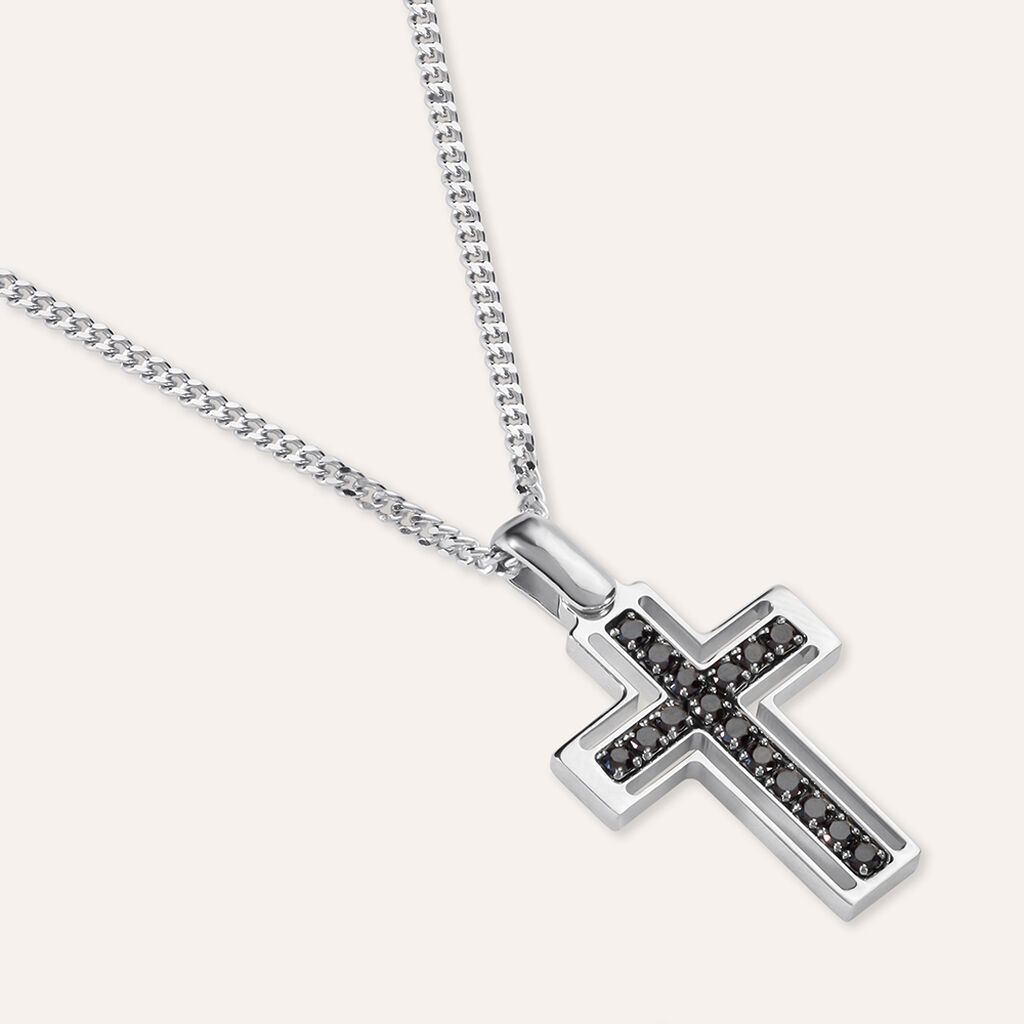 Collana Gentleman Argento Rodiato Cubic Zirconia