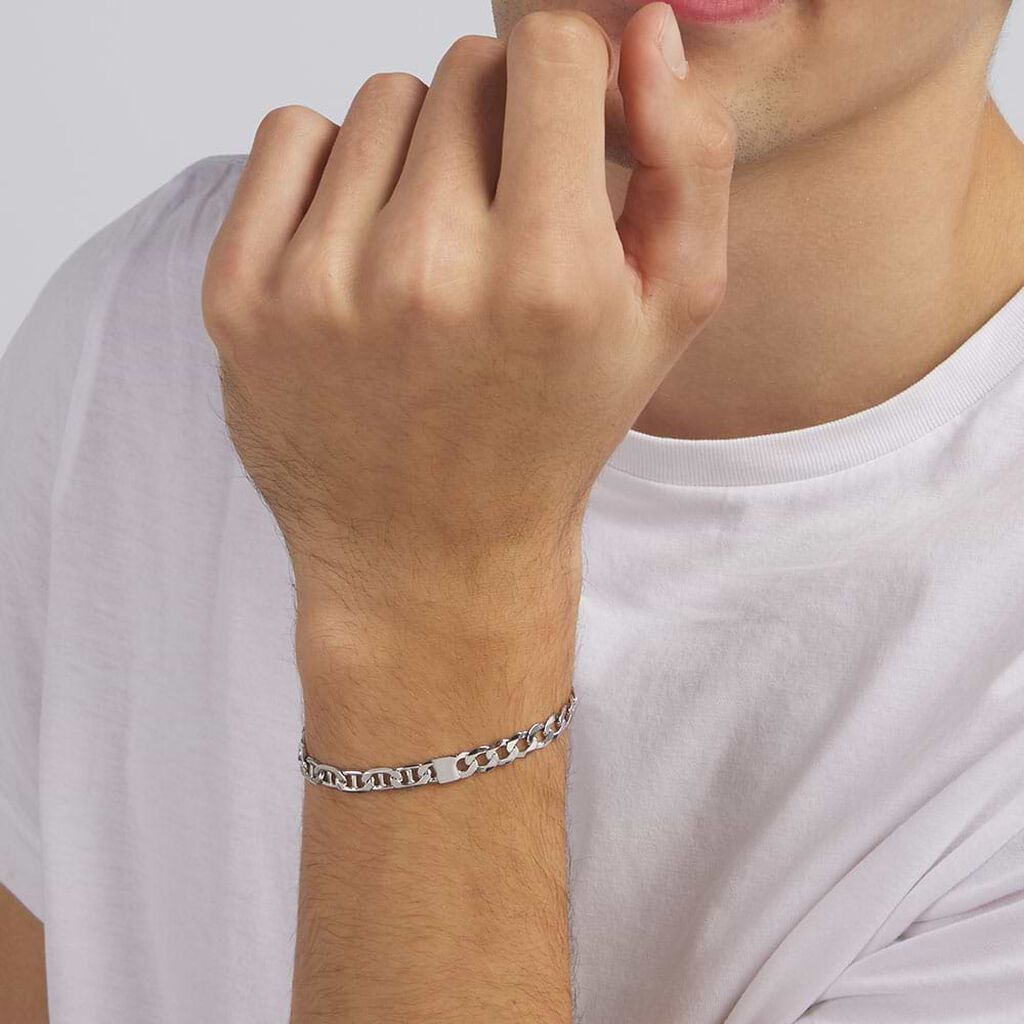 Bracciale Catena Gentleman Argento Rodiato - Bracciali Uomo | Stroili