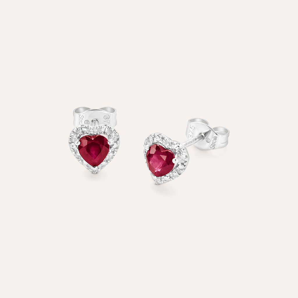 Orecchini Lobo Charlotte Oro Bianco Rubino Diamante - Orecchini a Lobo Donna | Stroili