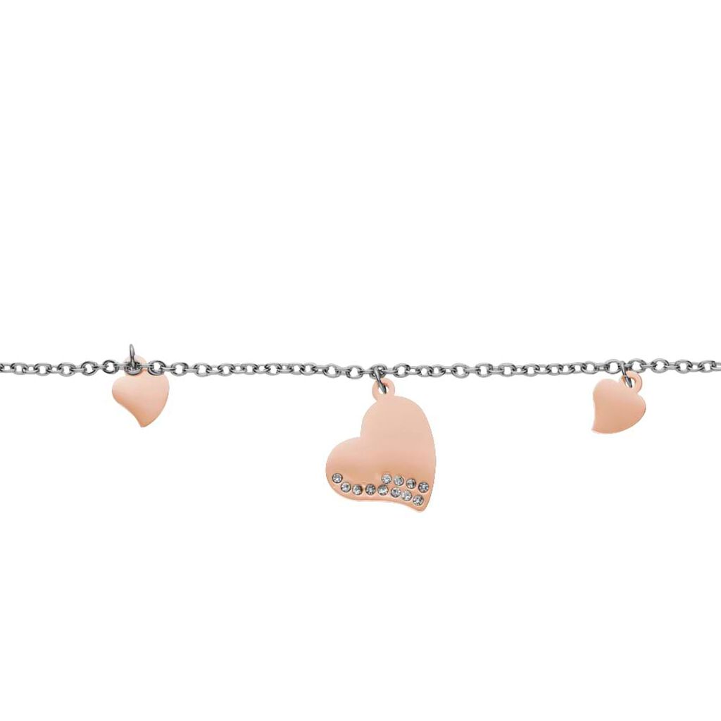 Bracciale Lady Chic Acciaio Bicolore Cuore e Cristalli - Bracciali Donna | Stroili