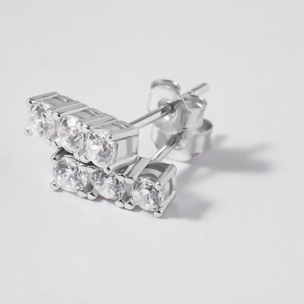 Orecchini Lobo Trilogy Silver Elegance Argento Rodiato Cubic Zirconia - Orecchini a Lobo Donna | Stroili