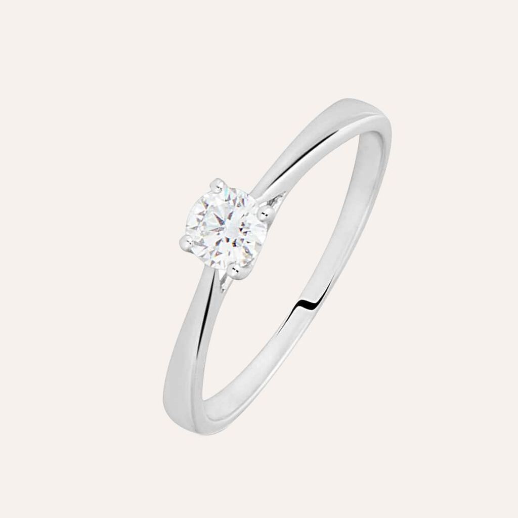 Anello Solitario Diamade Oro Bianco Diamante Lab-Grown