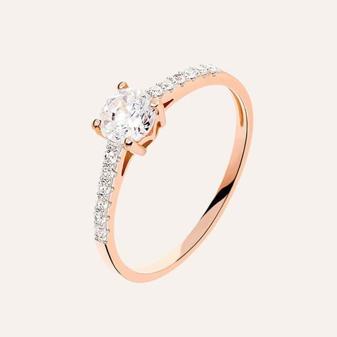 Anello Solitario Claire Oro Rosa Cubic Zirconia - Anelli con Pietre Donna | Stroili