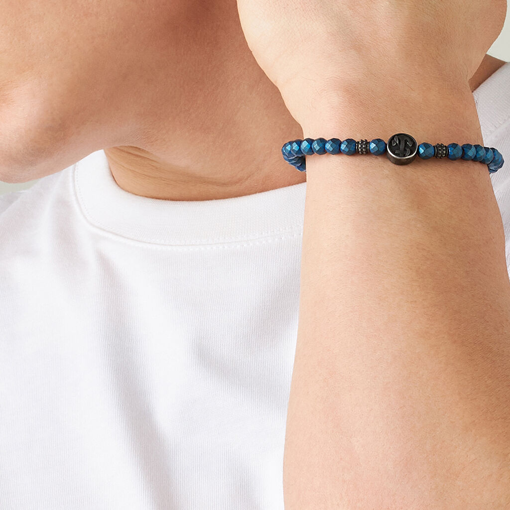 Bracciale Man Code Acciaio Bicolore Bianco / Nero Ematite - Bracciali Uomo | Stroili