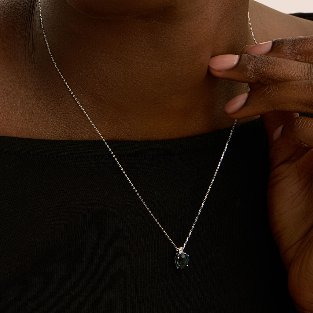 Collana Punto Luce Amélie Oro Bianco Topazio Cubic Zirconia