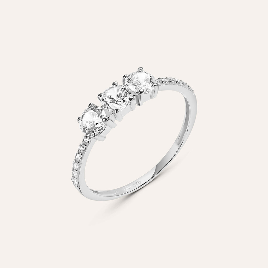 Anello Trilogy Claire Oro Bianco Cubic Zirconia - Anelli con Pietre Donna | Stroili