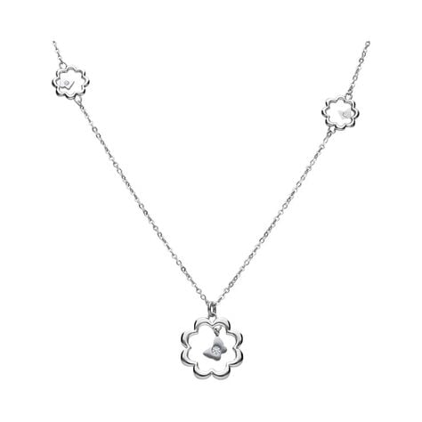 Girocollo lungo in acciaio silver con fiori e strass - Collane Donna | Stroili