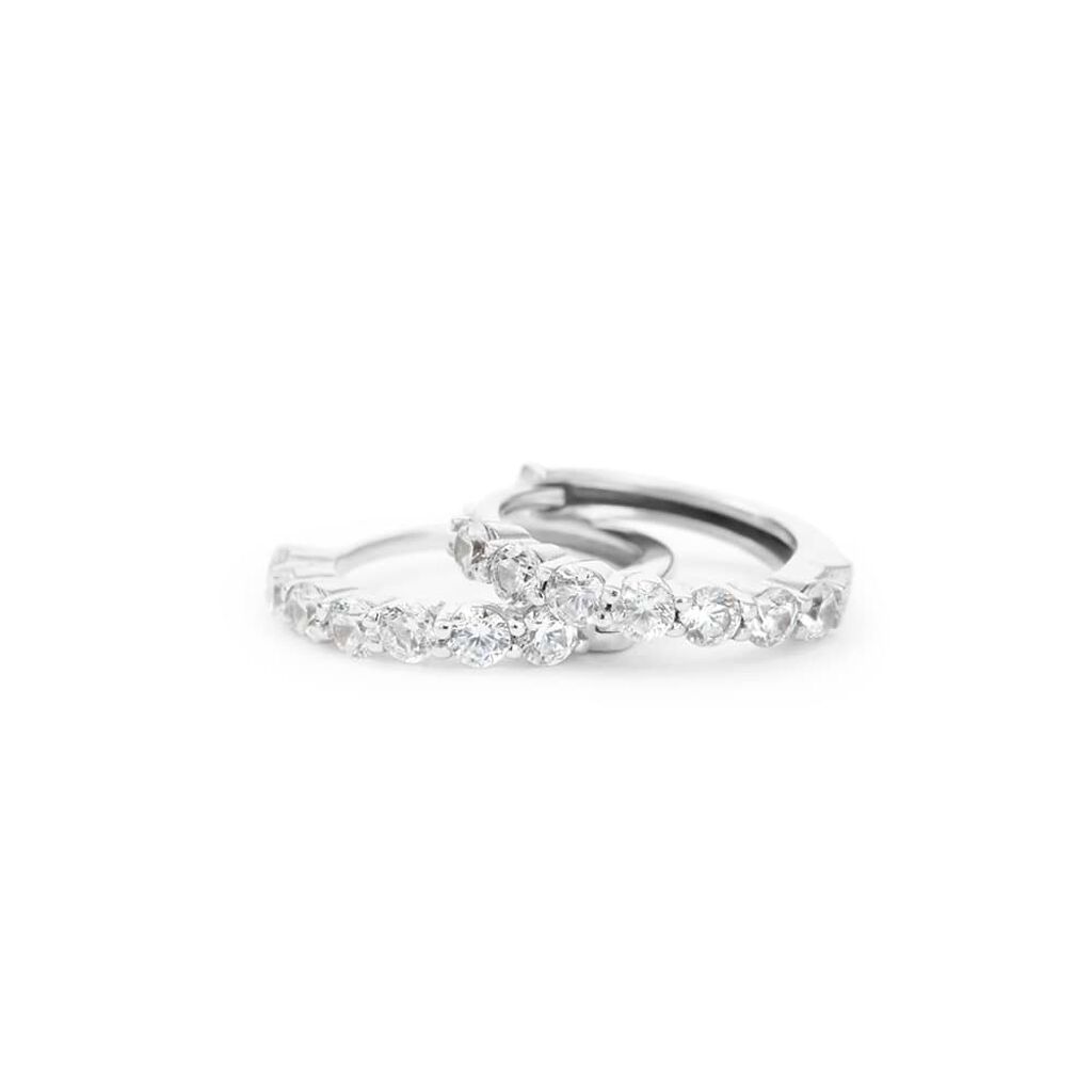 Orecchini A Cerchio Claire Oro Bianco Cubic Zirconia - Orecchini a Cerchio Donna | Stroili