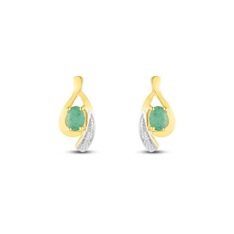Orecchini Lobo Charlotte Oro Giallo Smeraldo Diamante - Orecchini a Lobo Donna | Stroili