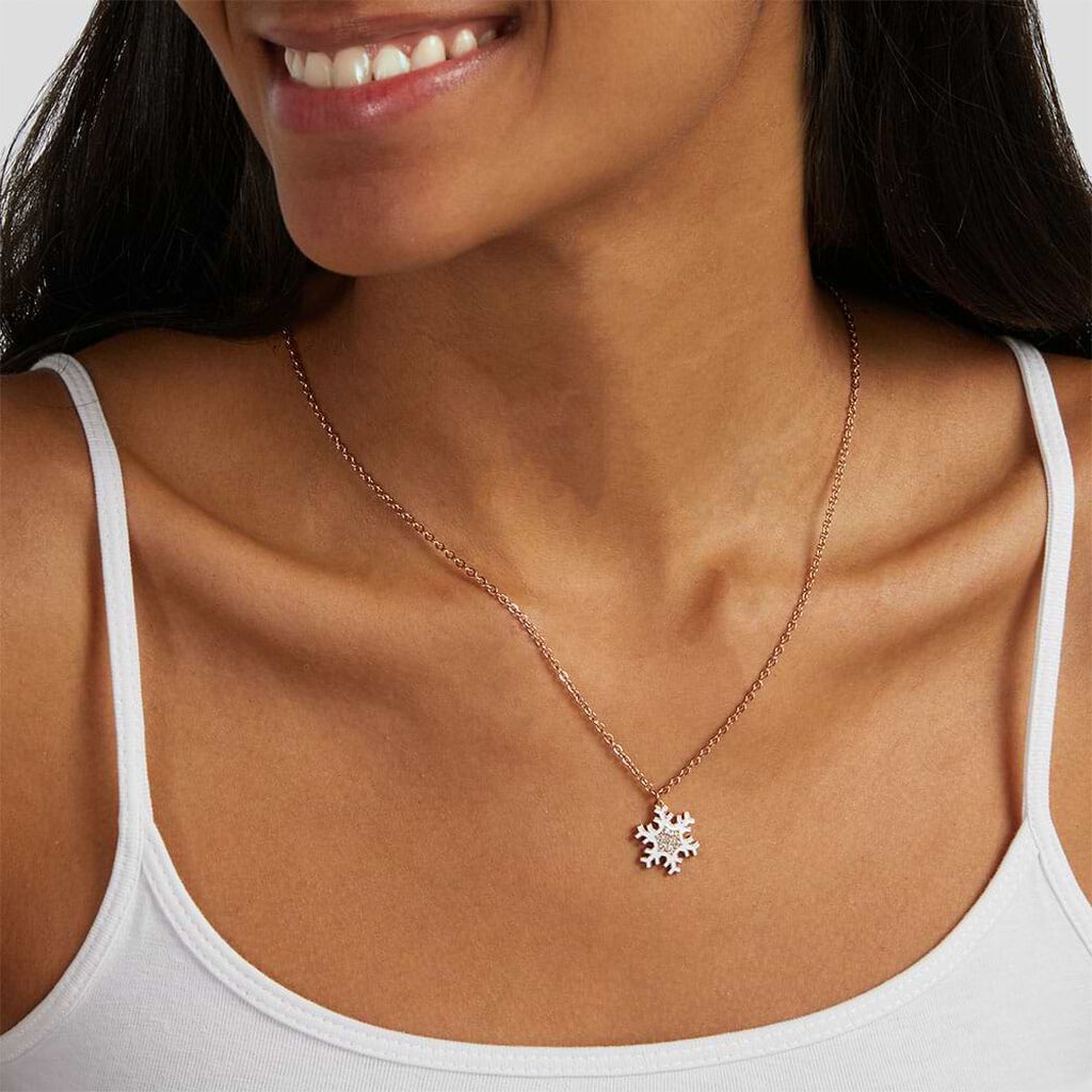 Collana Lady Sweet Acciaio Rosato Fiocco di neve e Cristalli - Collane Donna | Stroili