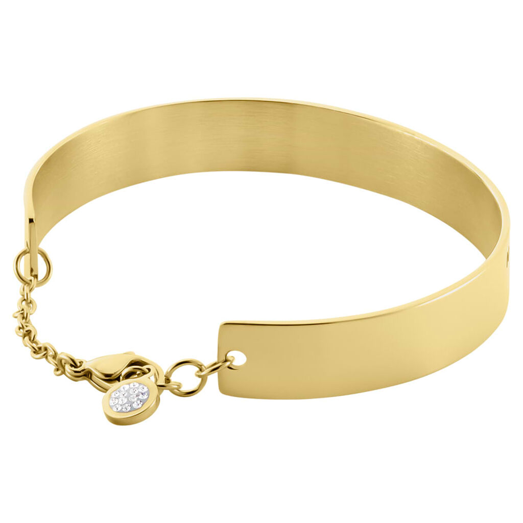 Bangle Lady Message Acciaio Dorato Cristallo - Bracciali Rigidi Donna | Stroili