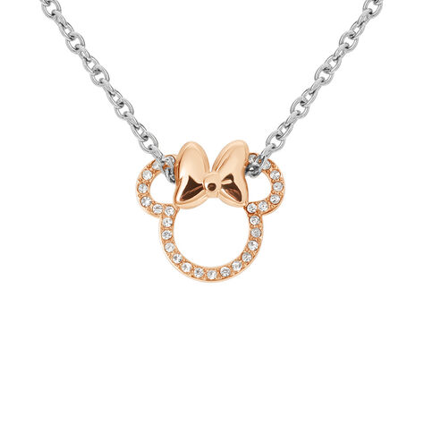 Collana Mickey Mouse & Friends Acciaio Bicolore Bianco / Rosa Cristallo - Collane Donna | Stroili