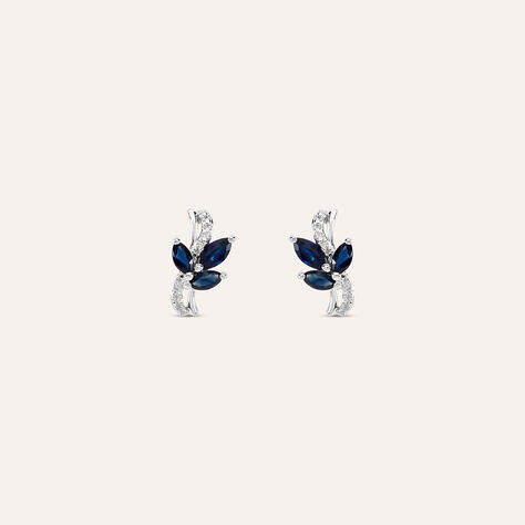 Orecchini Lobo Charlotte Oro Bianco Zaffiro Diamante - Orecchini a Lobo Donna | Stroili