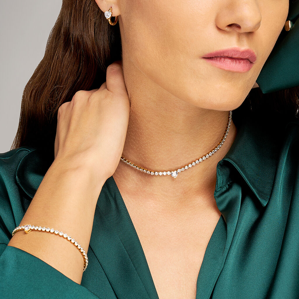 Orecchini A Cerchio Lady Chic Acciaio Dorato Cristallo - Orecchini a Cerchio Donna | Stroili