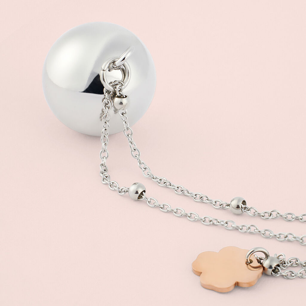 Collana Chiama Angeli Sunrise Acciaio Bicolore Bianco / Rosa