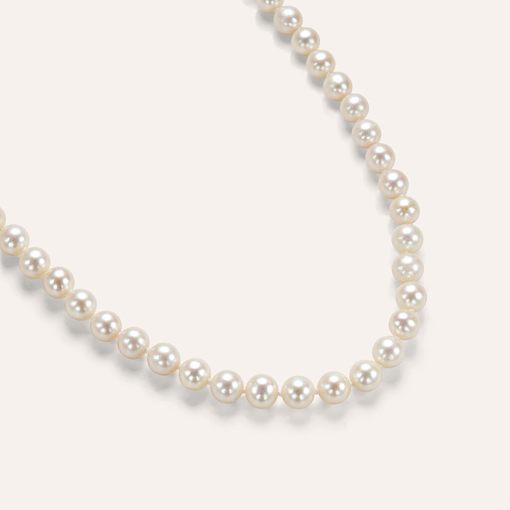 Collana Gabrielle Oro Bianco Perla D'Acqua Dolce