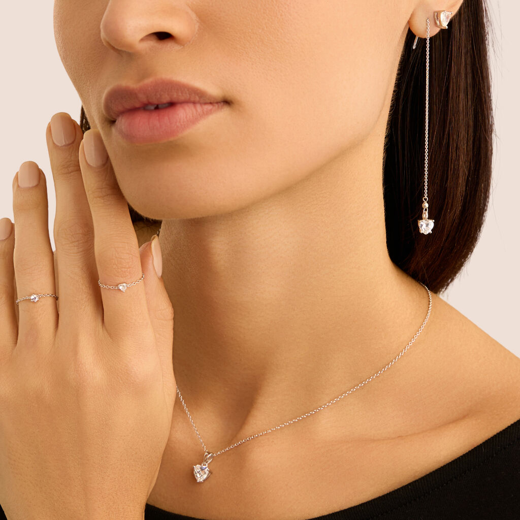 Mono Orecchino Pendente Punto Luce Silver Elegance Argento Rodiato Cubic Zirconia