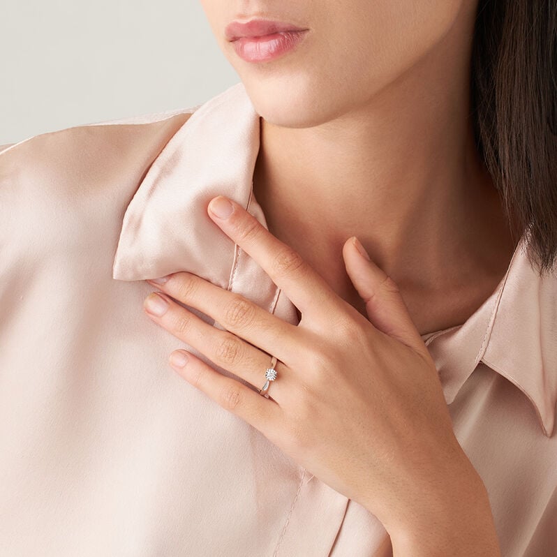 Anello Solitario Diamotion Oro Bianco Diamante - Anelli con Pietre Donna | Stroili