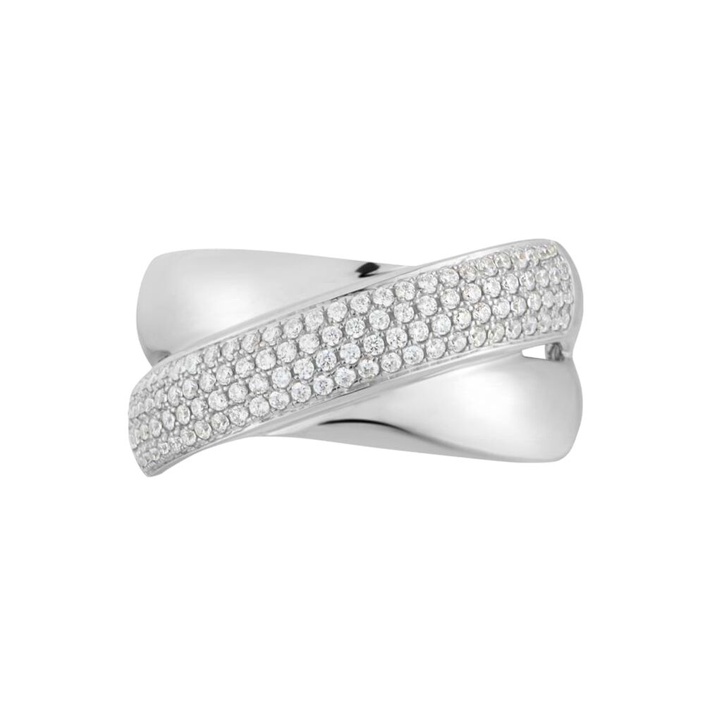 Anello Fascia Claire Oro Bianco Cubic Zirconia - Anelli a Fascia Larga Donna | Stroili
