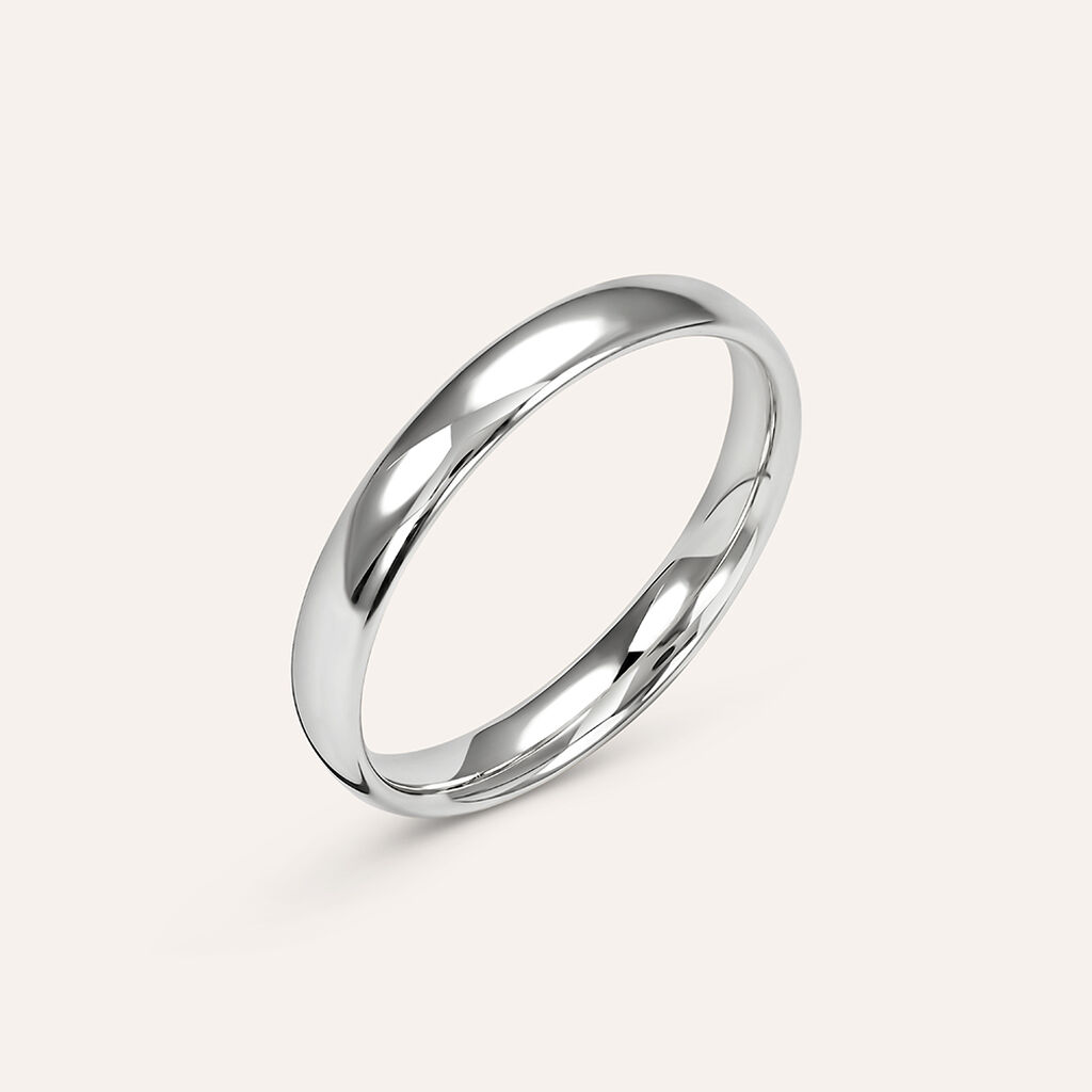 Fede Comoda Leggera 3 mm Oro Bianco - Anelli con Incisione Unisex | Stroili