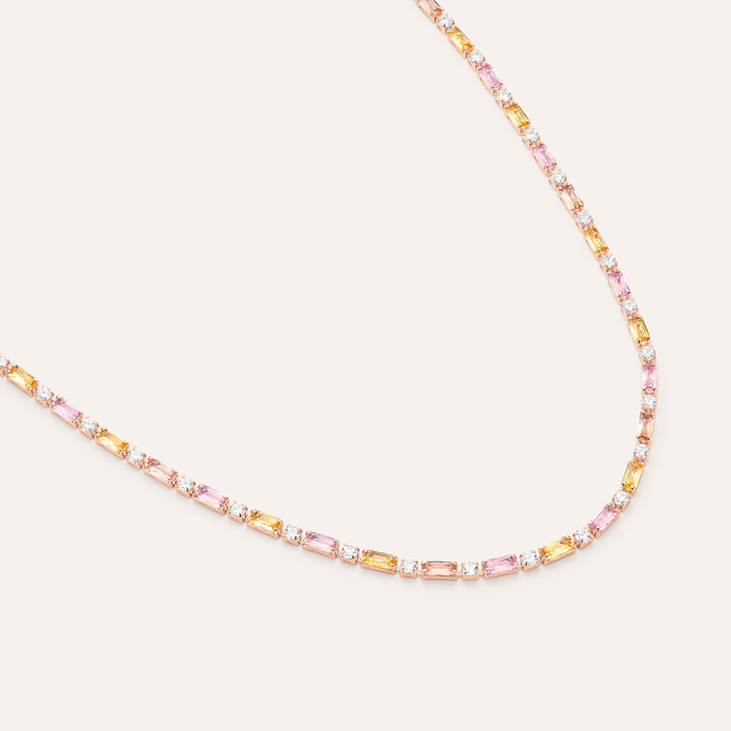 Collana Tennis Romantic Shine Ottone Rosa Cristallo - Collane Tennis Donna | Stroili