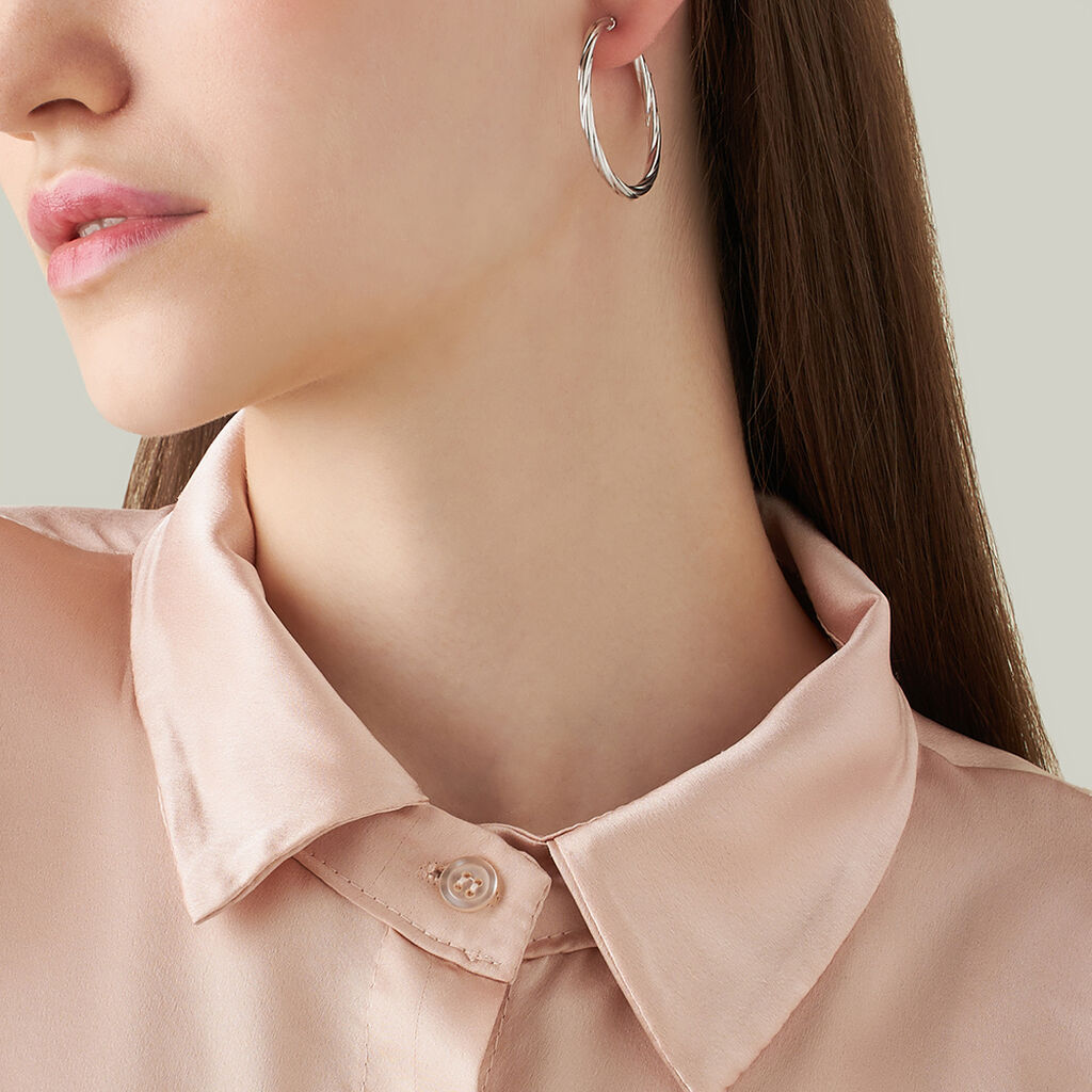 Orecchini A Cerchio Silver Collection Argento Rodiato