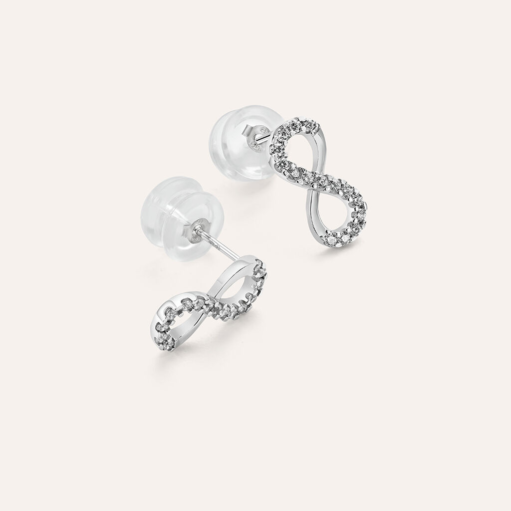 Orecchini Lobo Claire Oro Bianco Cubic Zirconia - Orecchini a Lobo Donna | Stroili