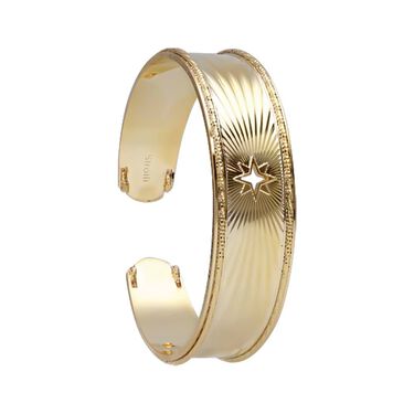 Bracciale bangle rosa dei venti in bronzo doratoBangle placcato oro con pietra blu e zirconi