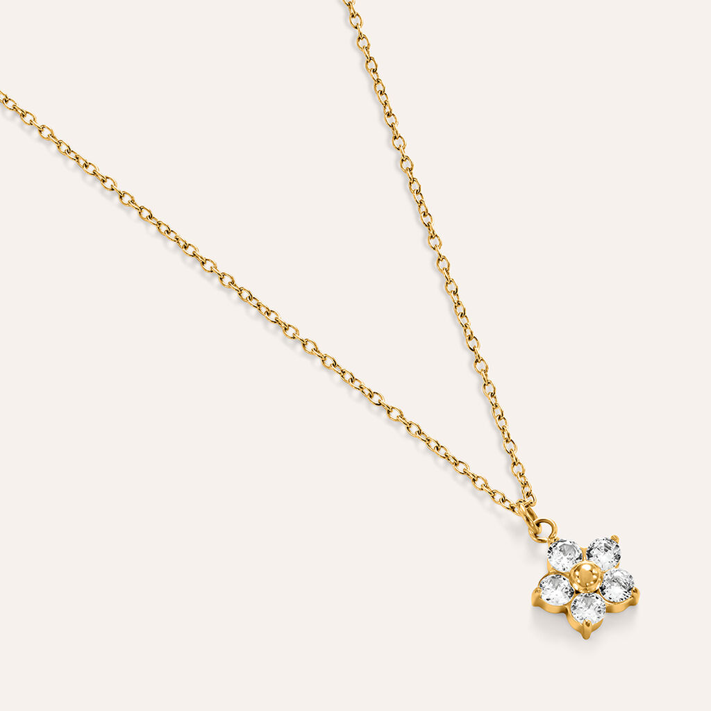 Collana Radiance Acciaio Dorato Cristallo