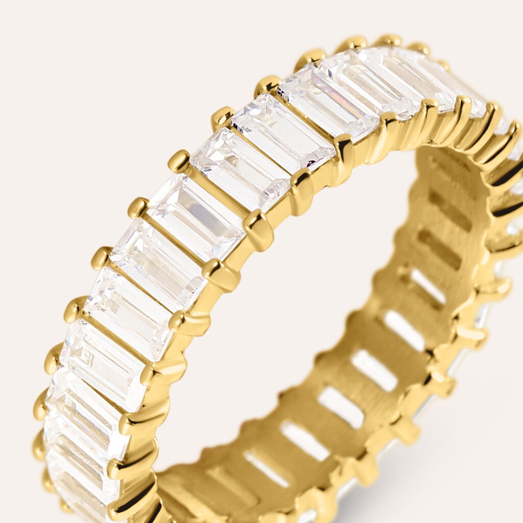 Anello Eternity Aura Acciaio Dorato Cubic Zirconia