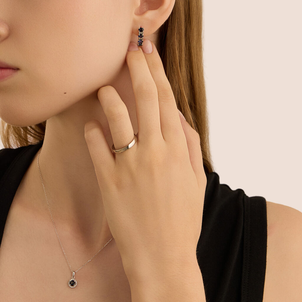 Collana Punto Luce Charlotte Oro Bianco Zaffiro Diamante