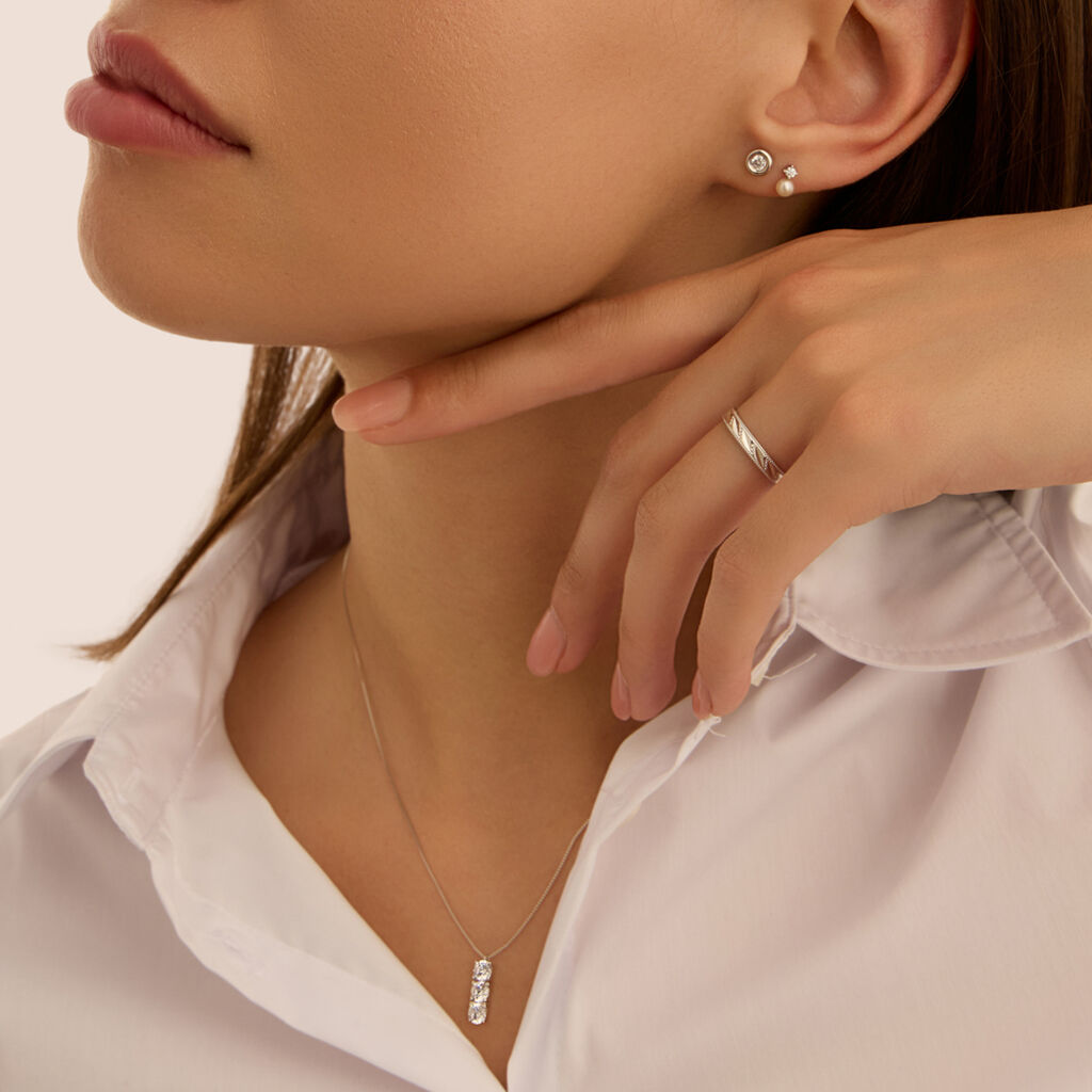 Orecchini Lobo Punto Luce Bon Ton Oro Bianco Cubic Zirconia