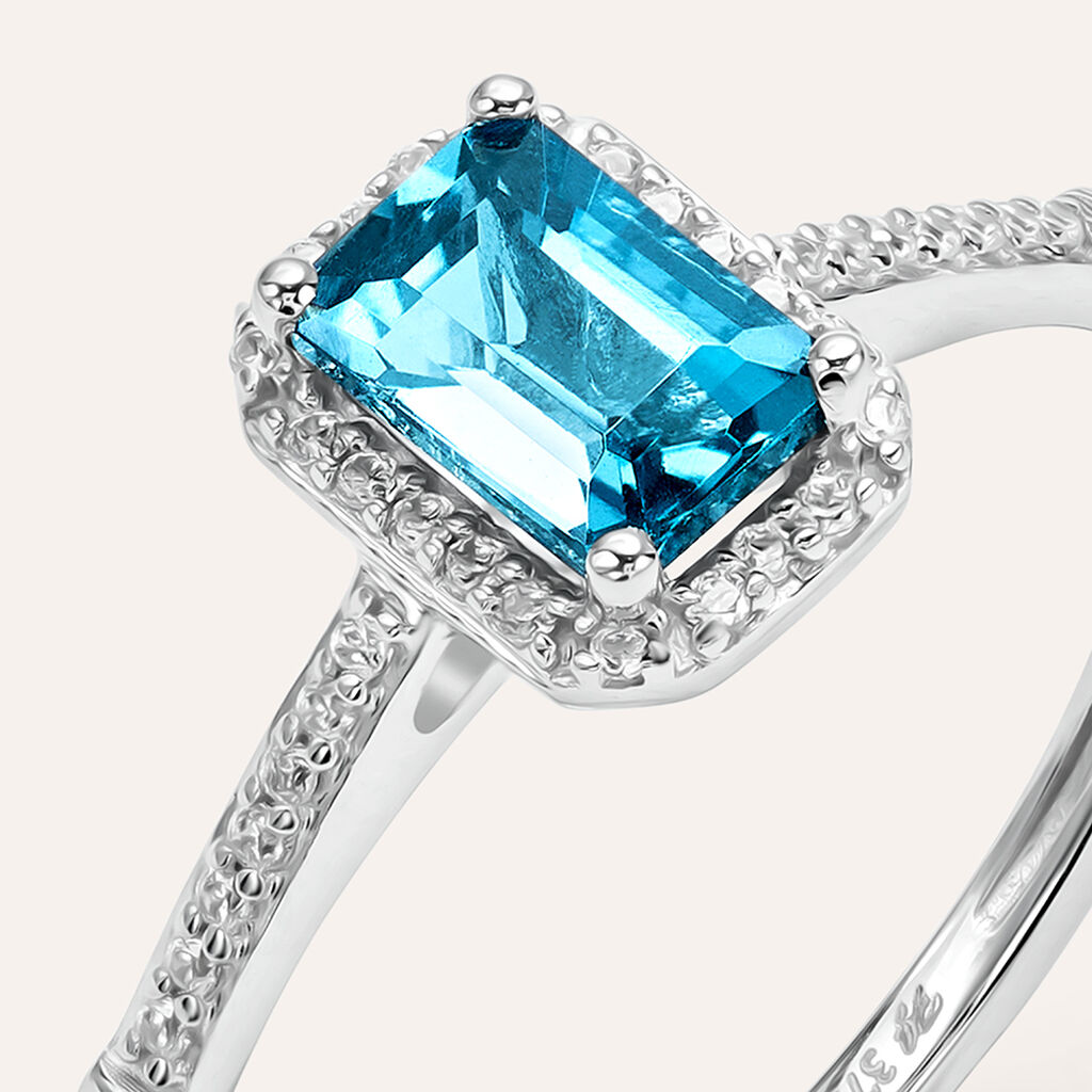 Anello Solitario Am&eacute;lie Oro Bianco Topazio Cubic Zirconia