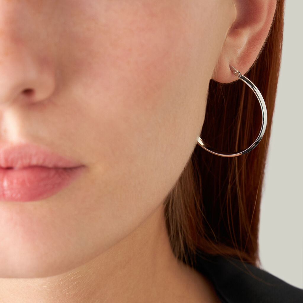 Orecchini A Cerchio Toujours Oro Bianco - Orecchini a Cerchio Donna | Stroili